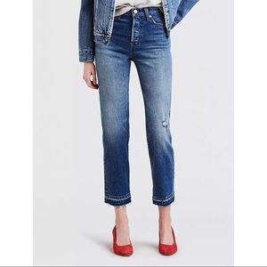 Levi’s Wedgie Straight Dark Wash Raw Hem Jean